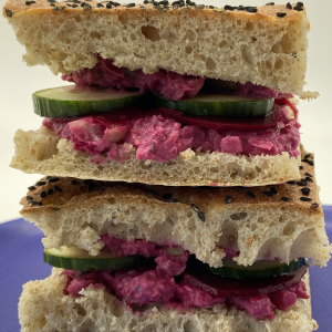 Beetroot, chickpea sandwich